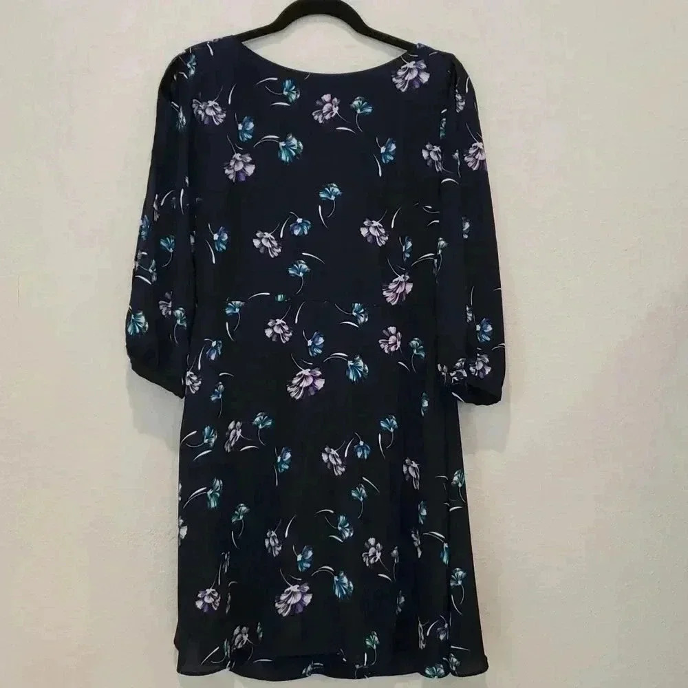 BANANA REPUBLIC Split Three Quarter Sleeves A Line Floral Mini Dress Size 10P